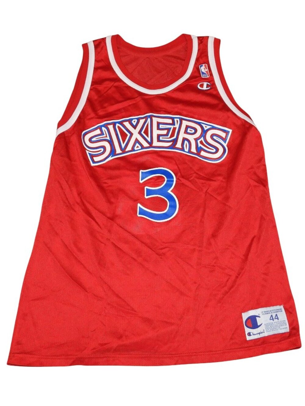 Vintage Allen Iverson #3 Philadelphia 76ers Champion Jersey Size 44 Red Sixers